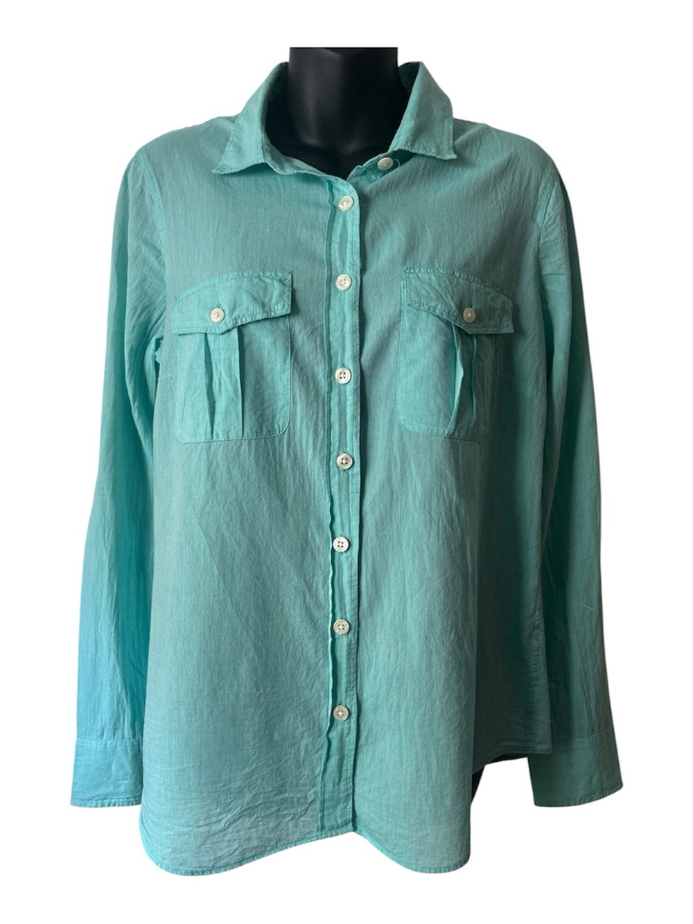 J. Crew Light Teal Button-Down Women's Cotton Shirt Size M